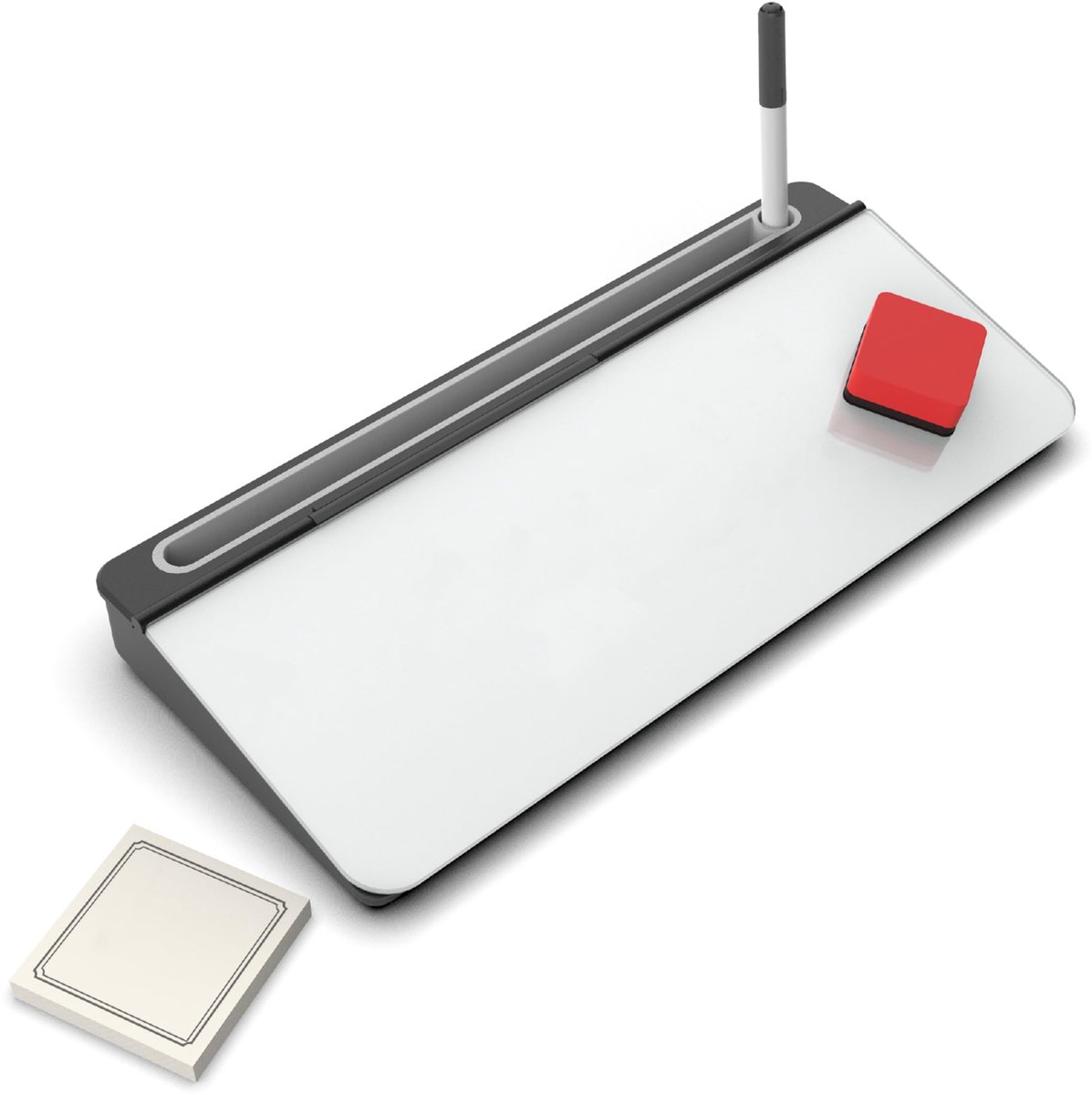 Audio-Visual Direct - Glazen kladblokset voor bureautoetsenbord, White Dry Erase (inclusief marker, gum en sticky - ShopVlot