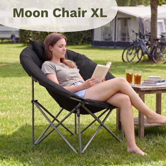 TRVLMORE Campingstoel XL - Opvouwbaar - 150KG Draagvermogen - Incl. Draagtas - Klapstoel - Kampeerstoel - Vouwstoel - Zwart van Merkloos — afbeelding 2