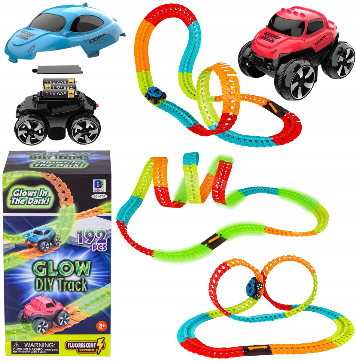 Flexibele Racebaan met LED Auto - 192 Delen