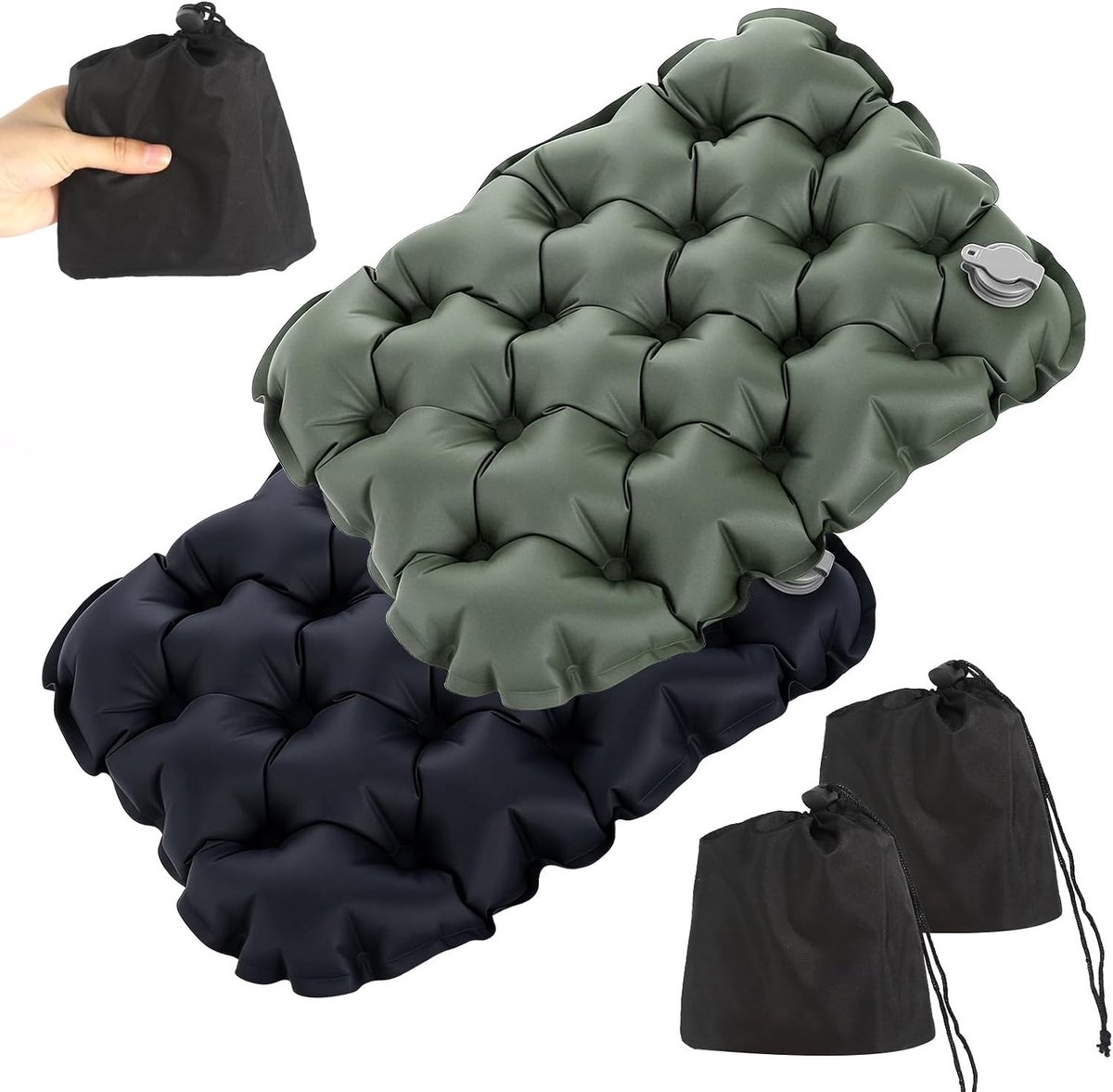 Opblaasbaar Zitkussen - Blauw - Opvouwbaar - Waterafstotend Nylon - Voor Outdoor Activiteiten