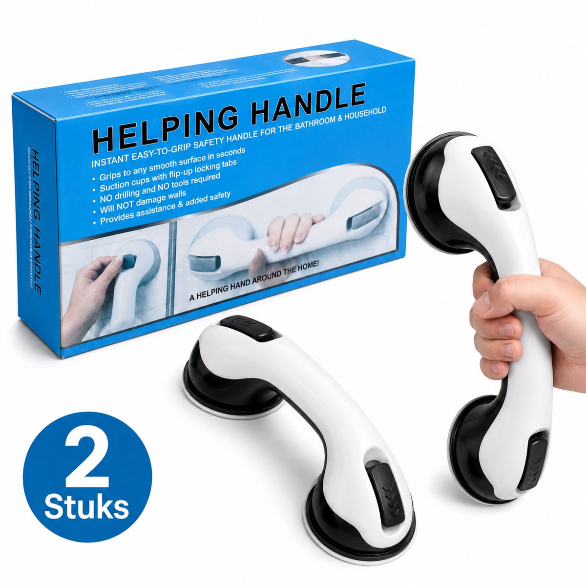 YYchan Douche Handgreep-Handgreep Met Zuignap-2 Stuks-Vochtbestendig/Antislip-Trekvermogen tot 100KG-Handvat Voor Ouderen En Kinderen-Geschikt Voor Douche En Toilet