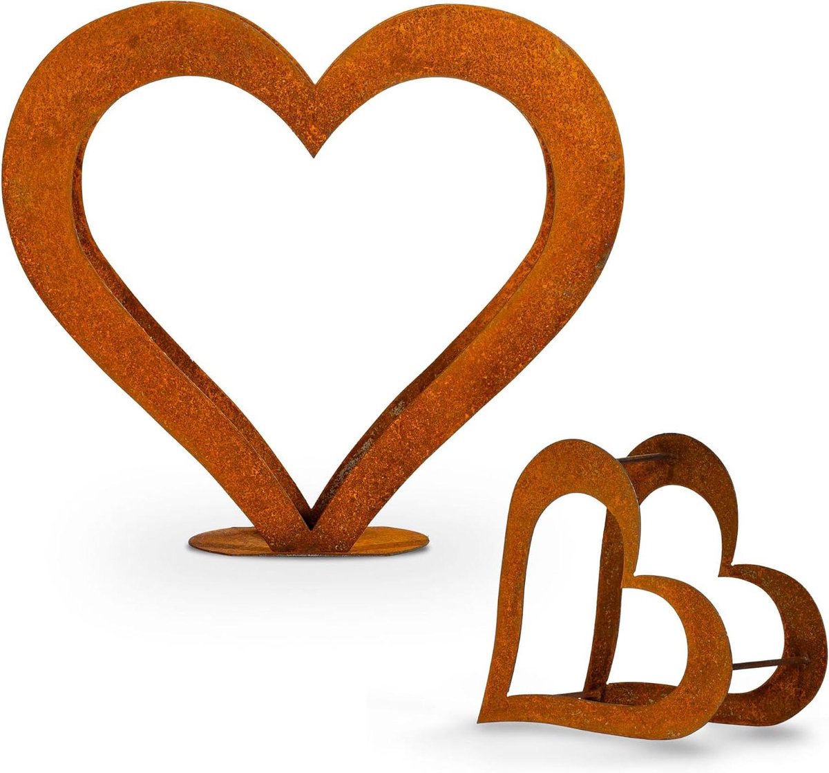 Houtopslag Mand - Decoratieve Mand - Tuin Decoratie - Uniek Hart Design - M 50x56x25cm - Roest Patina