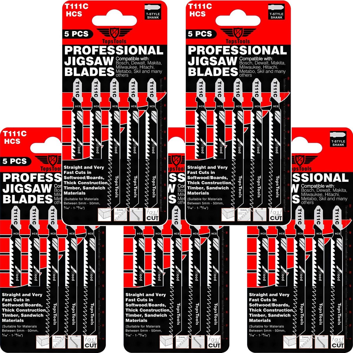 Elzusha - Set van 25 Jigsaw Blades voor Houtbewerking T111C