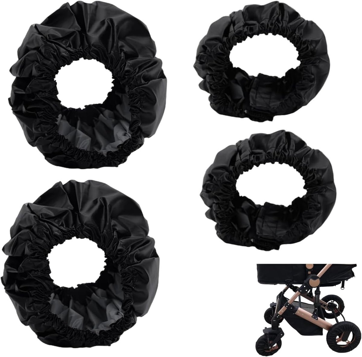 Set van 4 Waterdichte Babywielhoezen voor Kinderwagens - Stofdichte Bescherming en Accessoires voor Kinderwagens