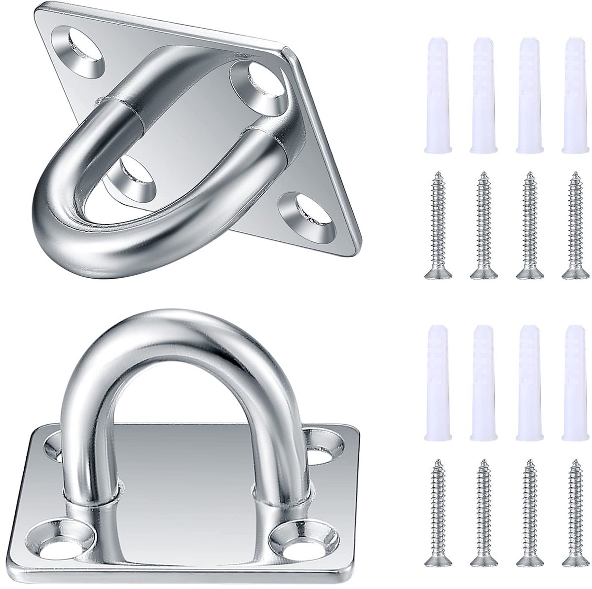 2 stuks M8 vierkante pad oogplaat, roestvrij stalen plafondhaken, metalen ophanging U haken, Marine Hardware niethaak - ShopVlot