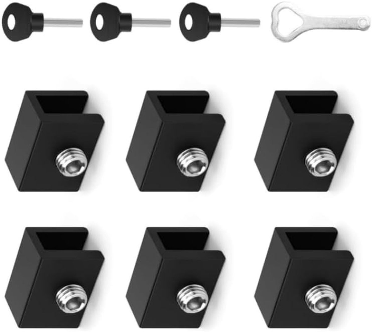 Set van 6 Veiligheidsloten voor Schuiframen en Deuren met Sleutels en Aluminium Behuizing voor Extra Beveiliging