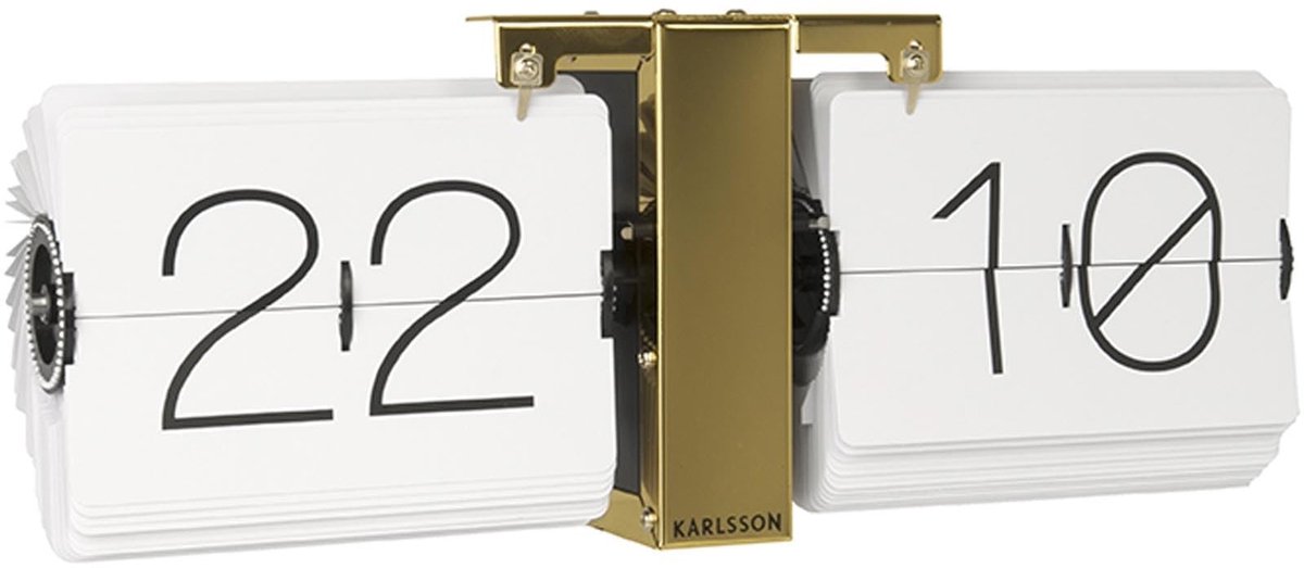 Elzusha - Flipwatch - Wit met Messing Stand - 8,5 x 36 x 14 cm