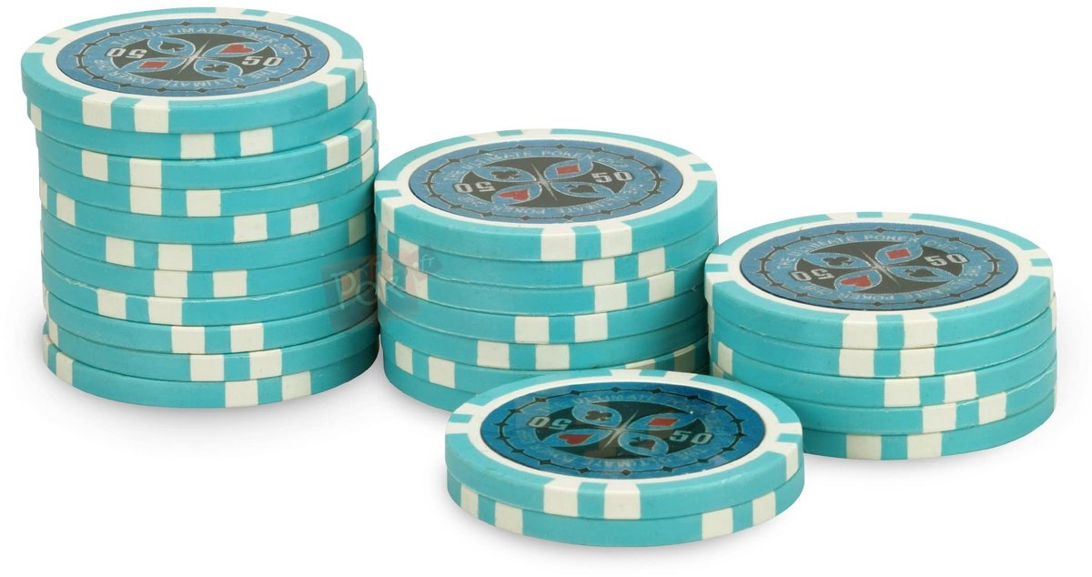 Elzusha - Ultimate Poker Chips 50 Sky Blue - Set van 25