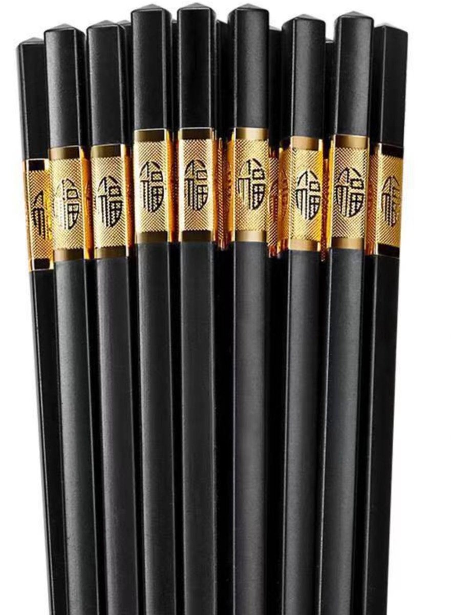 Elzusha - Set van 10 Herbruikbare Chinese Eetstokjes in Gouden Ontwerp