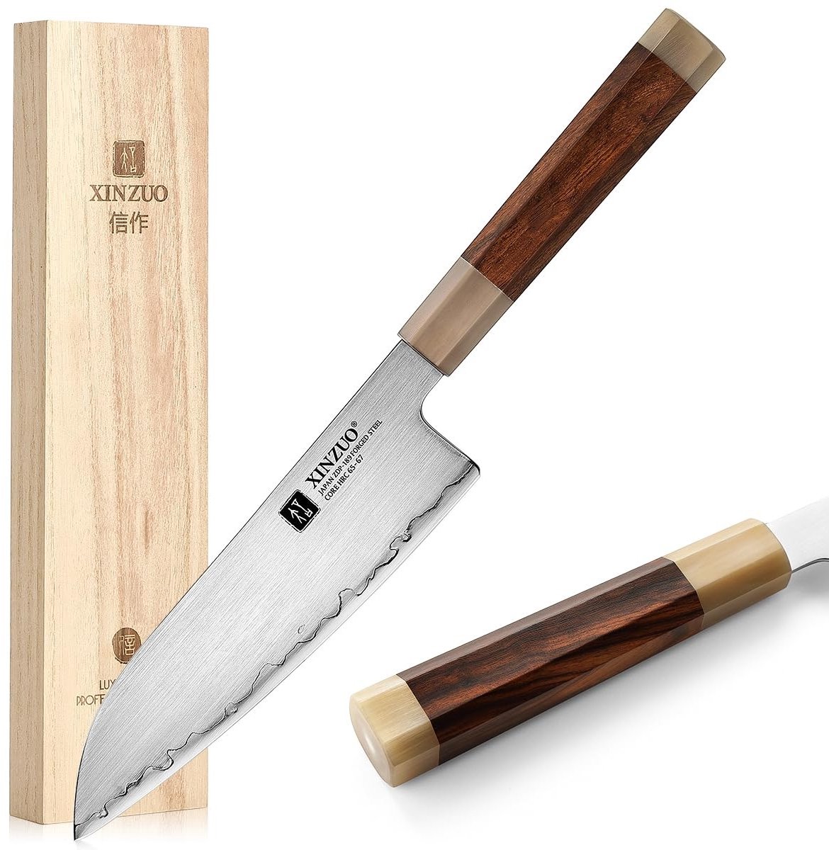 Elzusha - Professioneel Santoku Mes van Handgemaakt Staal