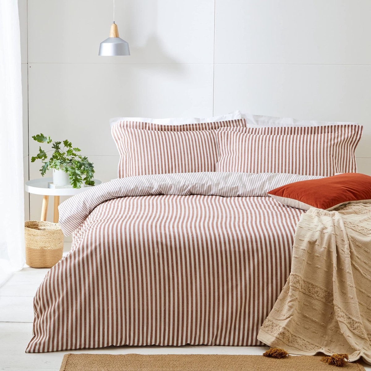 Elzusha - Striped Cotton Duvet Cover Set King Size met 2 Kussenslopen