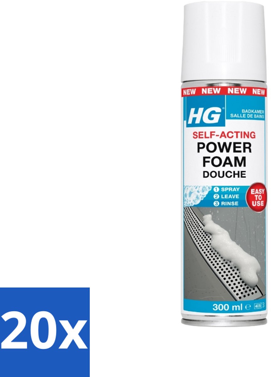 20 x HG - Badkamer - Badkamerreiniger - Power Foam Douche - Zelf-Activerend - 300 ml - Badkamerreiniger - Schuimreiniger - Zelf-activerend Schuim - Douche Reinigen - Kalkaanslag Verwijderen