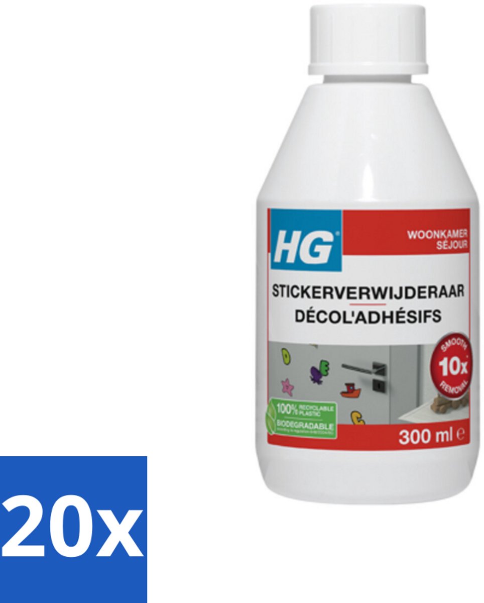 20 x HG Stickerverwijderaar 300 ml - Stickerverwijderaar - Stickerlijm Verwijderen - Hakstrepen Verwijderen - Teerspatten Verwijderen - Smeervlekken Verwijderen