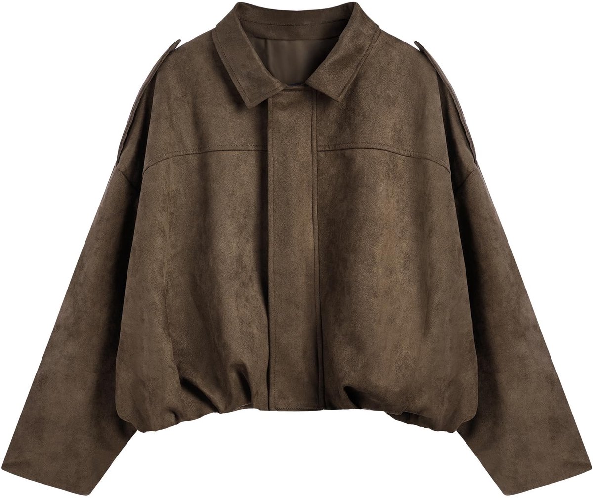 Elzusha - Oversized Bomberjack met Suède Look voor Dames