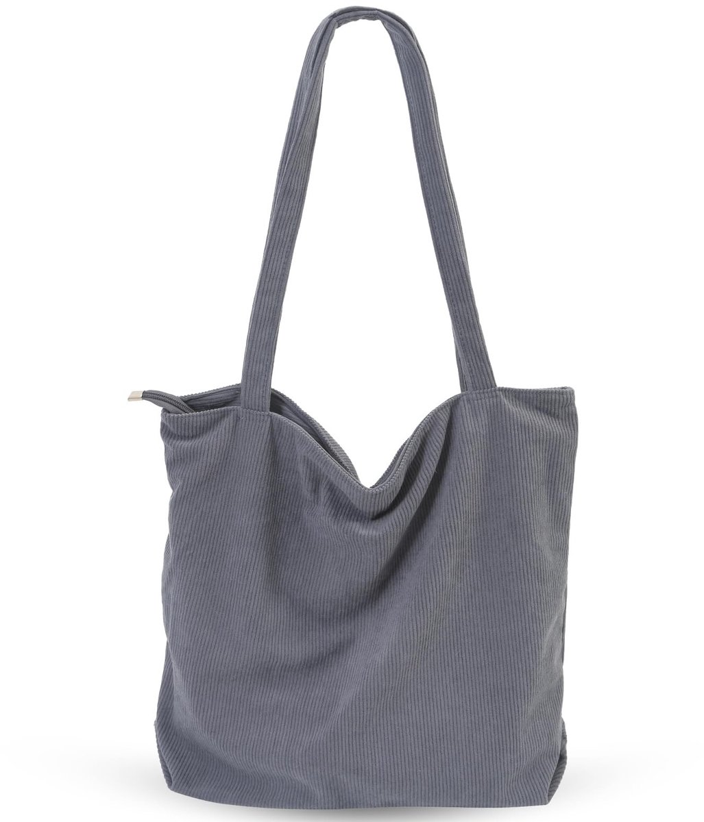 Elzusha - Grote Corduroy Shopper Tas voor Vrouwen met Rits en Vakken
