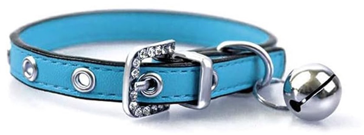 Elzusha - Lederen Kattenhalsband met Bel en Duurzame Gesp