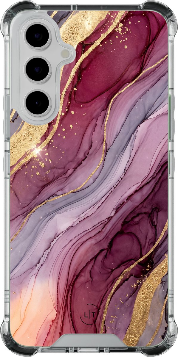 Shockproof hoesje - Geschikt voor Samsung Galaxy A55 - Velvet marble - Extra sterke case - TPU/polycarbonaat - - Multi, Transparant