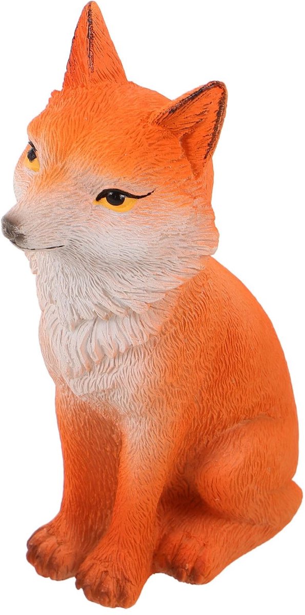 Elzusha - Miniatuur Hars Vos Beeldje voor Tuin Decoratie - Gele Staande Vos Sculptuur