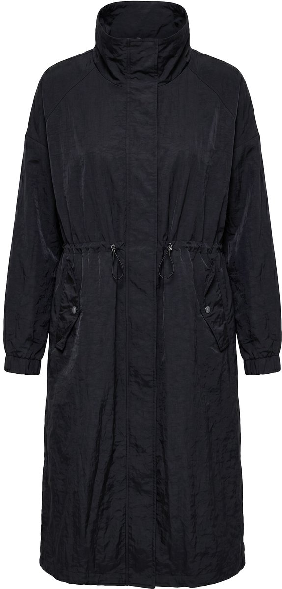 Studio Untold - Dames - Mantel recht model taille met trekkoord - Zwart - Maat 42+