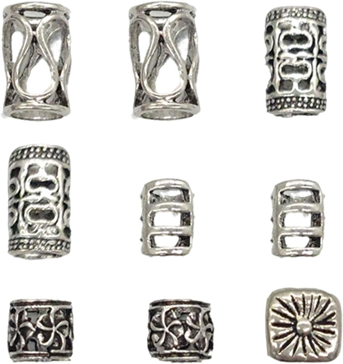 Viking Baardclips Set van 9 Stuks - Vintage Legering Haaraccessoires voor Baarden en Vlechten Decoratie