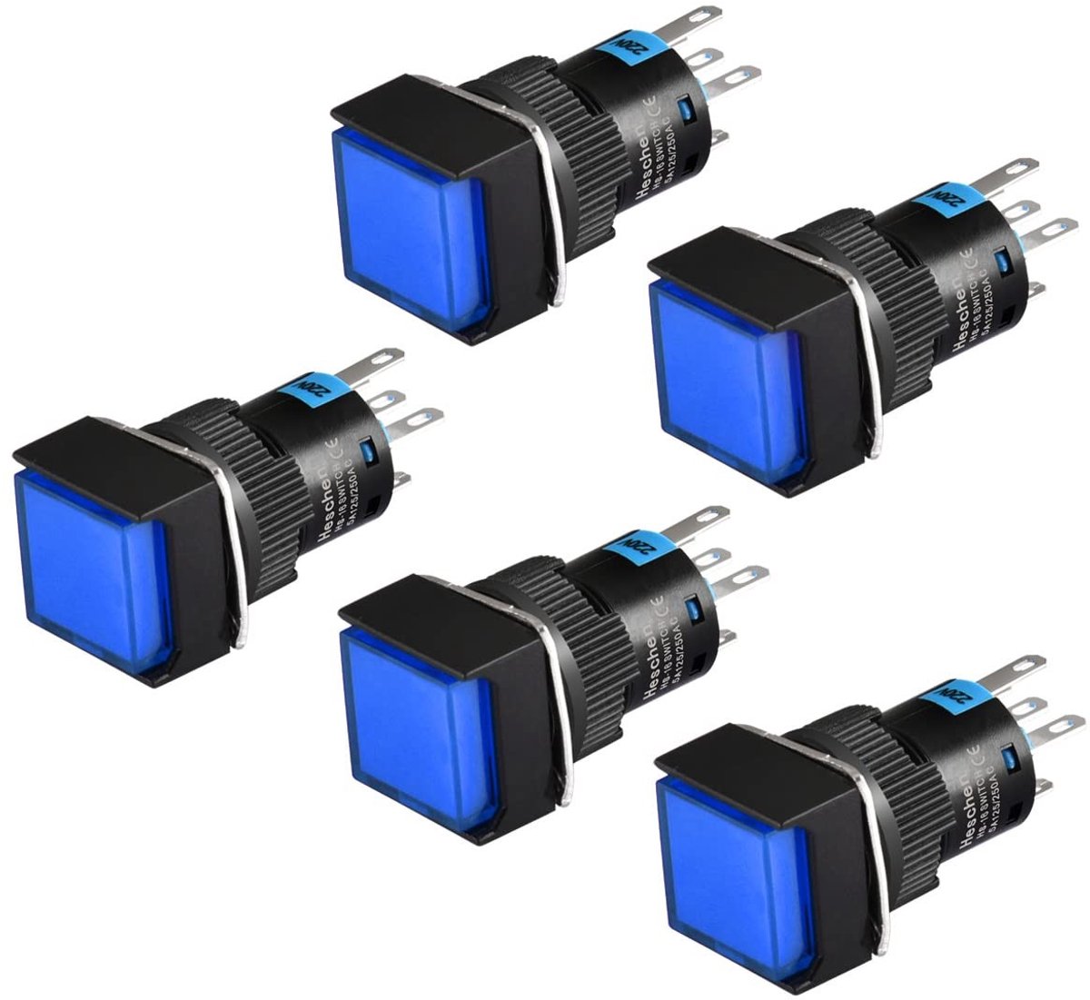 Dailygoody - Solidchoice - Dailygoody - Drukknop - 16mm - Betrouwbaar schakelen - Blauw - LED verlichting - Ideaal voor elektrische circuits - 5 stuks