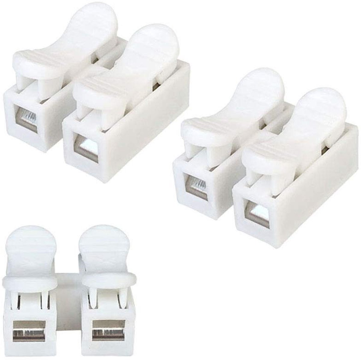 Dailygoody - CH2 veerconnectoren - snelveerdraadconnector - zelfblokkerende kabelconnectoren - wit - snelterminal - 100 stuks - geschikt voor 0,5 ~ 2,...