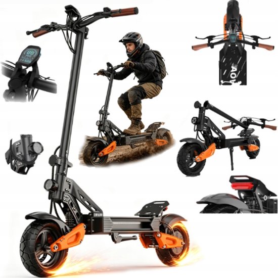 Elektrische step 800W, 48V 15Ah accu, 11″ offroad banden, dubbele schokdempers, ABS, digitaal display, 40-50 mijl bereik
