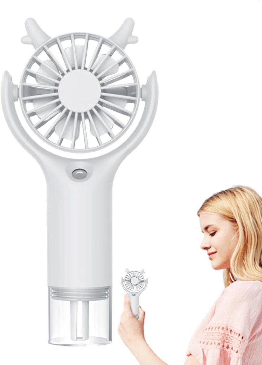 Draagbare Mist Ventilator - Handventilator Sproeier - Verkoeling Buiten - Geïntegreerde Sproeifunctie - 167 x 82 x 37 cm - Wit