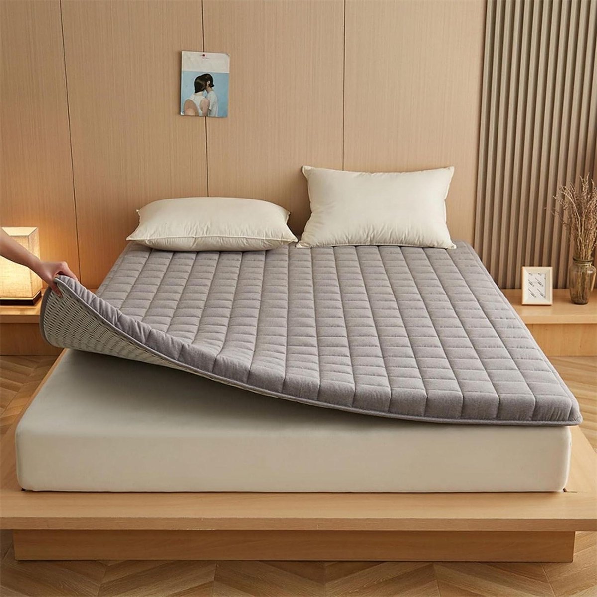 Opvouwbaar Matras - Gastenbed Futon - Comfortabel Slapen - Vierlaags Kernontwerp - 180 x 200 cm - Grijs