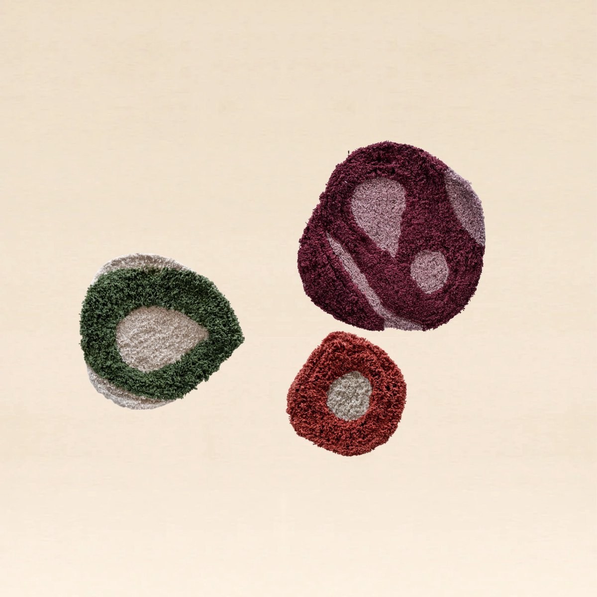 Handgetufted Wandtextiel Pebble - Windsor Wine 45x45cm - Ever Desi Studio