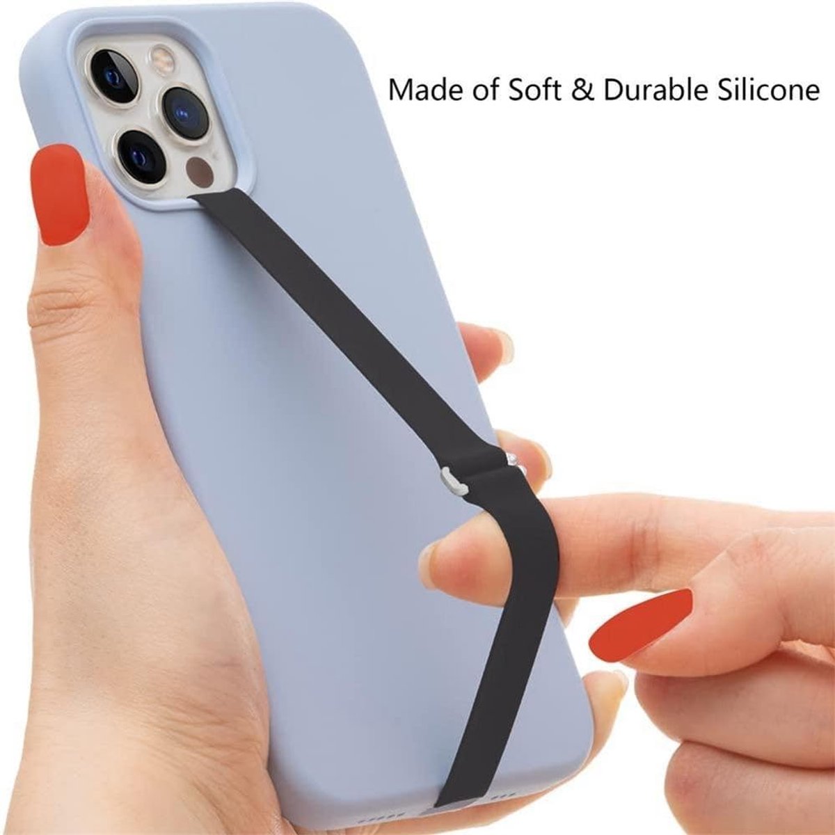 Telefoon Houder - Vinger Lus - Comfortabel Vasthouden - Flexibel Siliconen - 23 cm - Zwart