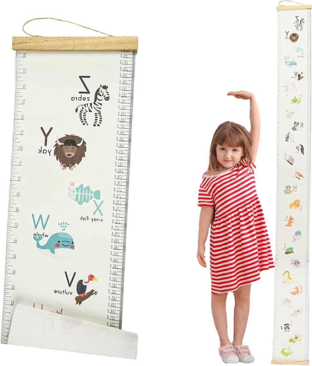 Hangende Kinder Meetlat voor Groei Meten - Canvas Muurdecoratie voor Baby en Kinderkamer