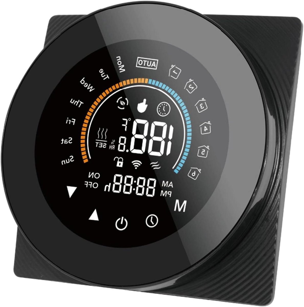 Slimme Thermostaat - Digitale Regelaar - Energie Besparen - Programmeerbaar Comfort - 87 mm - Zwart