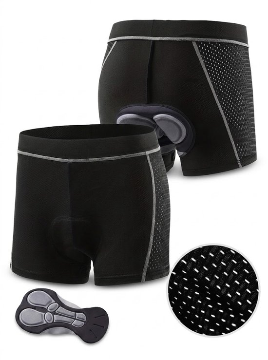 Grijze fiets broek met zeem heren – compressie fit wielren broek met schokabsorptie, ademende mesh fiets shorts met elastische tailleband, niet doorschijnende fietsbroek voor mountainbike en racefiets maat M