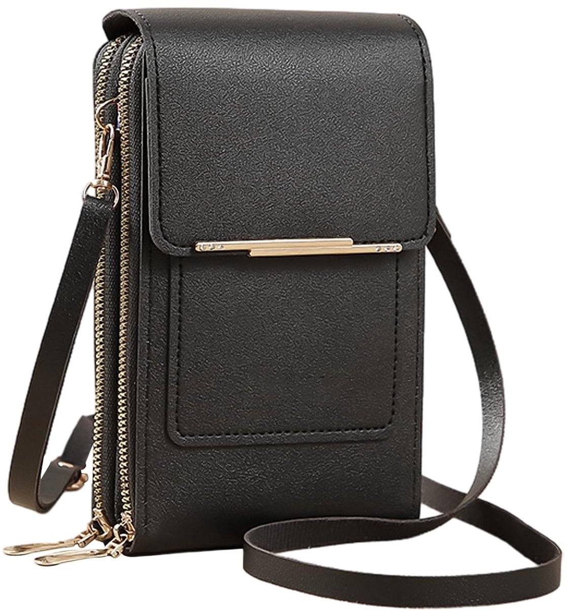 Dailygoody - Zwarte handtas - multifunctionele schoudertas - compact en stijlvol - zwart - touchscreen-telefoontas - ideaal voor dames - moderne look
