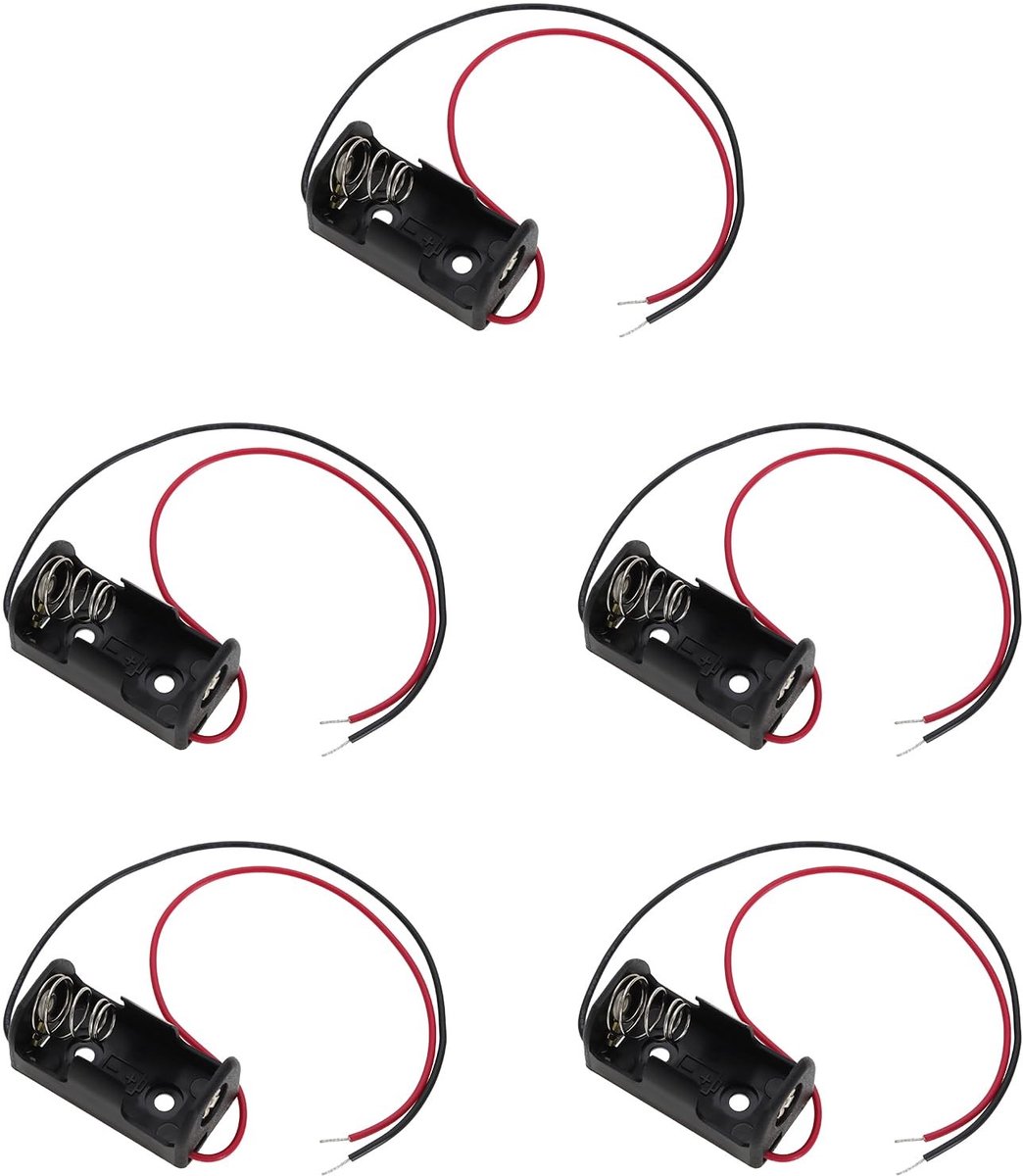 Dailygoody - 14250 Batterijhouder - 1/2AA Batterijhouder - 5 Stuks met Kabel - Zwart en Rood - Geschikt voor 3.6V Batterijen - Eenvoudig te gebruiken