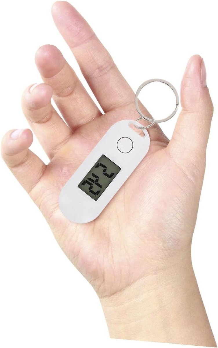 Digitale Sleutelhanger Horloge - Zakhorloge Clip Horloge - Tijd Bijhouden - Stil Ontwerp - 6.5 cm - Zwart