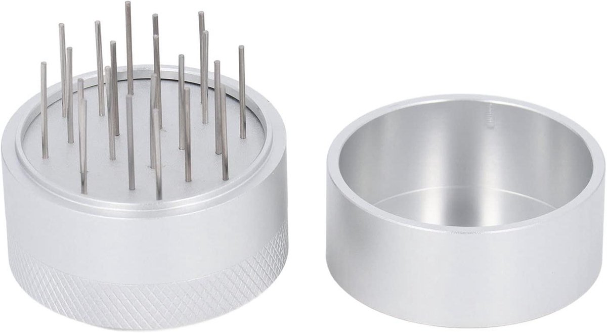 Koffie Distributie Tool Naaldverdeler WDT Espresso Zetten Verstelbare Naalddiepte 53MM Zilver