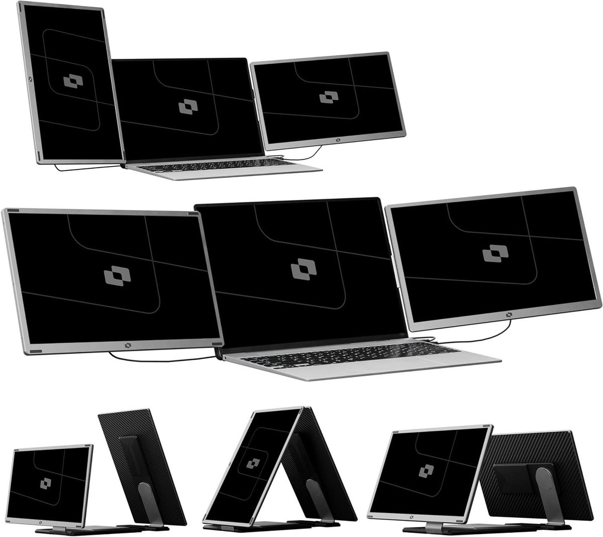 Draagbare Monitor - Extra Beeldscherm - Productief Werken - Modulair Ontwerp - 156 inch - Grijs