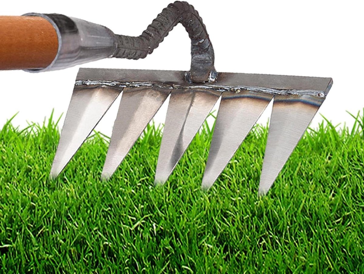 Verticuteerhark Koolstofstaal - Tuinhark Handhark - Tuin Onderhoud - Heavy Duty Ontwerp - 30mm Opening - Zilver