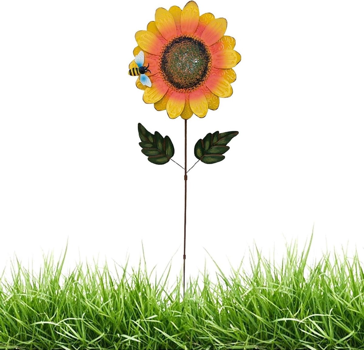 Zonnebloem Tuinsteker - Bloemen Decoratie - Tuin Verfraaien - Weerbestendig Metaal - 113 x 29 cm - Geel