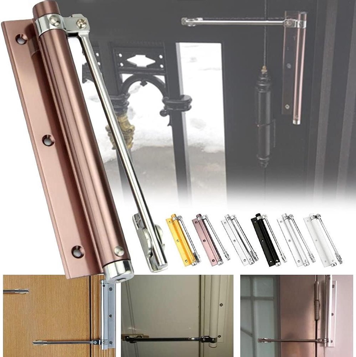 Automatische Deurdranger - Deur Dichter - Veilig Deuren Sluiten - Roestvrij Staal - 10x10x10 mm - Rosé Goud