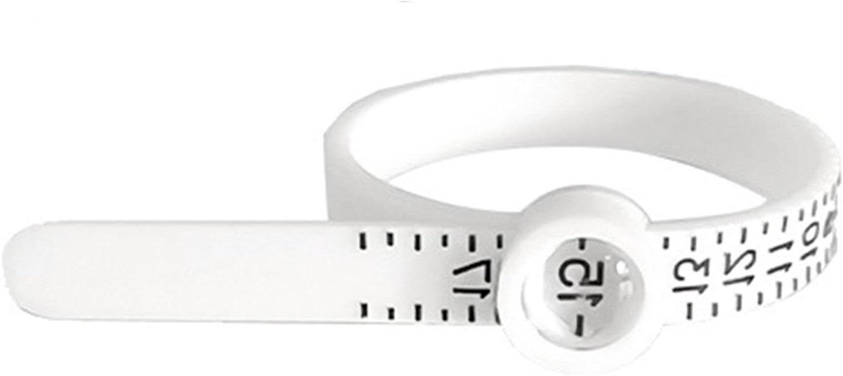 Ringmaat - Vinger meetlint - Sieraden meten - Met ingebouwd vergrootglas - Maat 1-17 - Wit en zwart