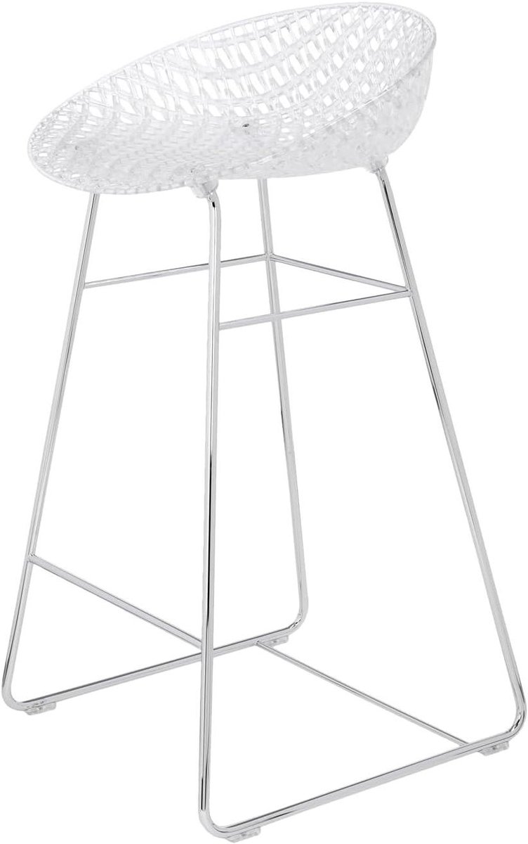 Barstoel - Keukenstoel Kruk - Wonen - Unieke mesh structuur - 65 cm zithoogte - Kristalhelder