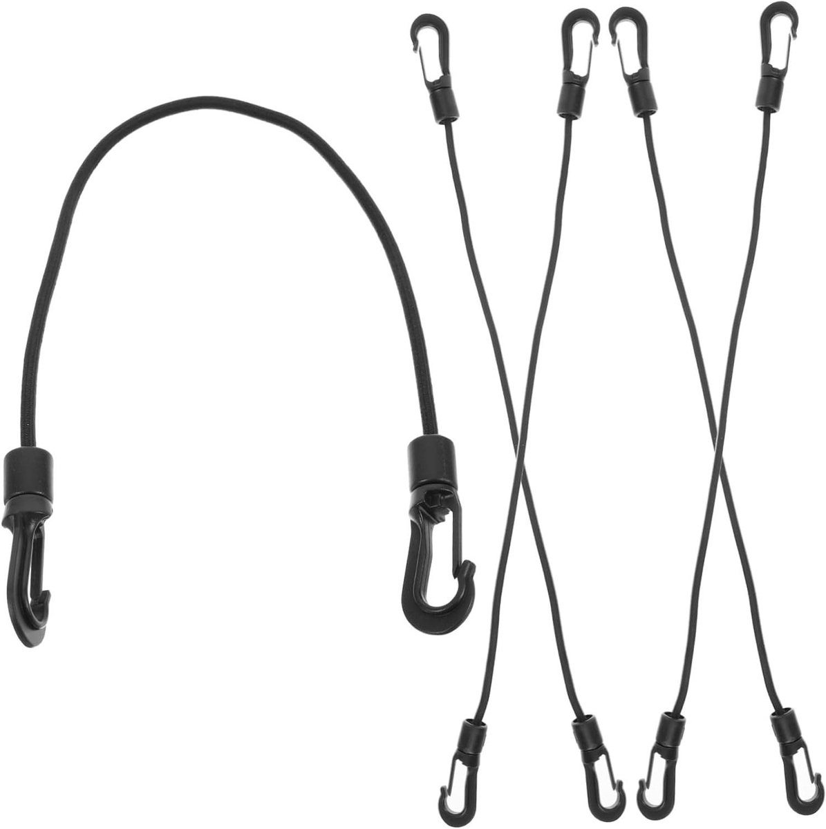 Elastische Haken Touwen - Bevestigingsriemen - Vastzetten van Lading - Dubbele Hoofd Ontwerp - 36.30CM - Zwart