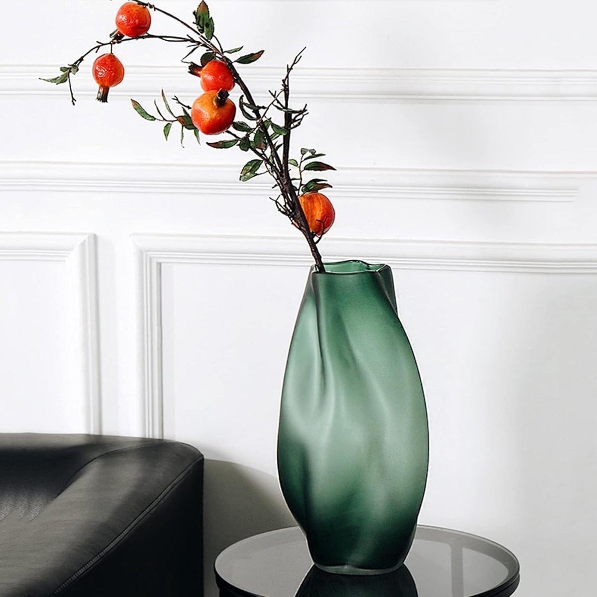 Keramiek Bloemenvaas - Grote Decoratieve Vaas - Woonkamer Decoratie - Uniek Boogontwerp - 17x30 Cm - Groen