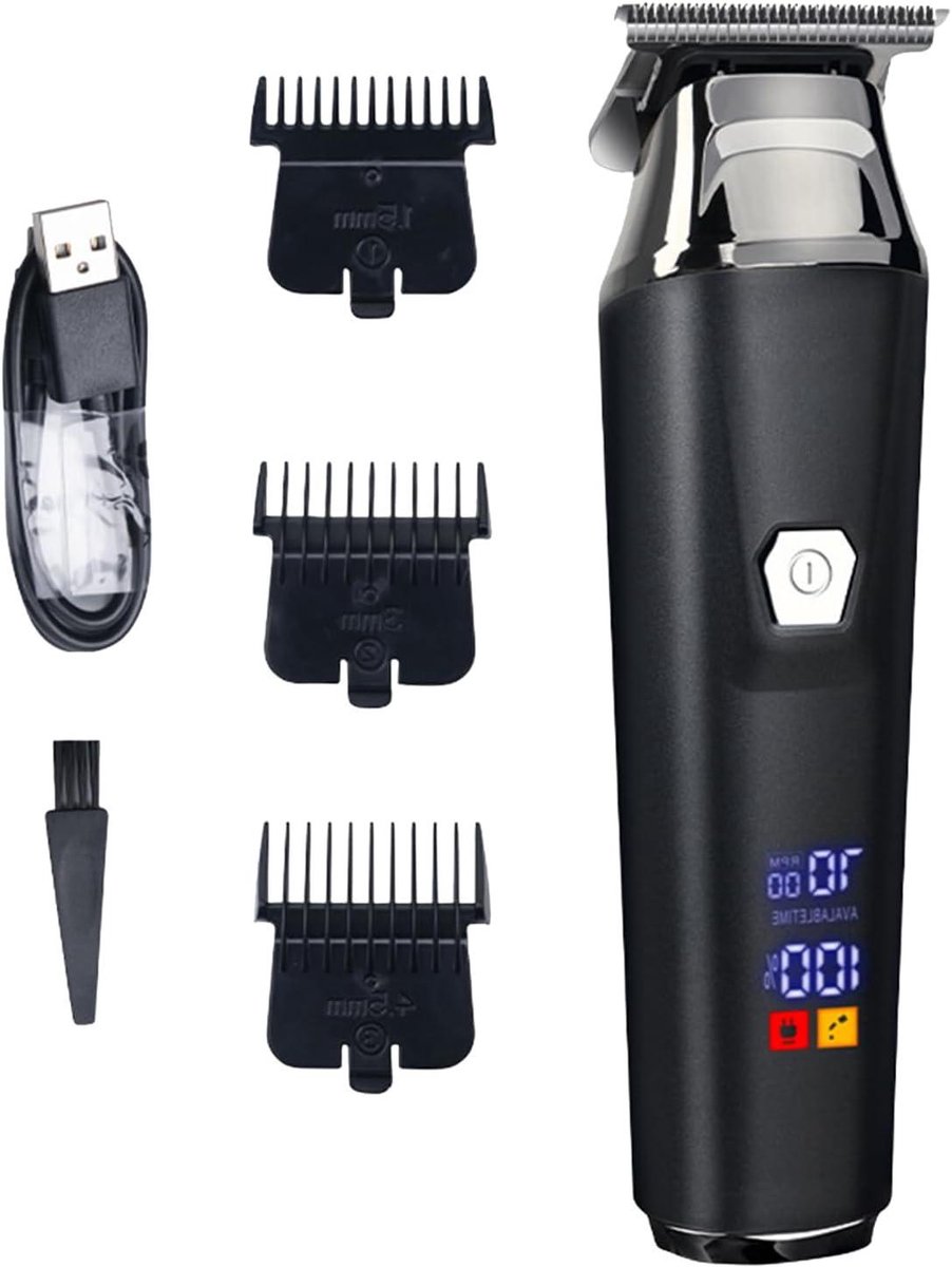 Haartrimmer Set - Draadloze Trimmer - Persoonlijke Verzorging - Digitaal Display - 180 Min Gebruik - Zwart