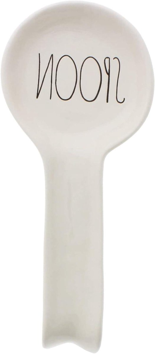 Lepelsteun - Keukenhulp - Koken en Bakken - Handgemaakte Look - 26 x 11.4 cm - Gebroken Wit