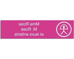 Mygoodprice Nameplate with engraving for letters and numbers, self-adhesive, 10 x 2.5 cm, personalizable, 1 to 3 lines, pink