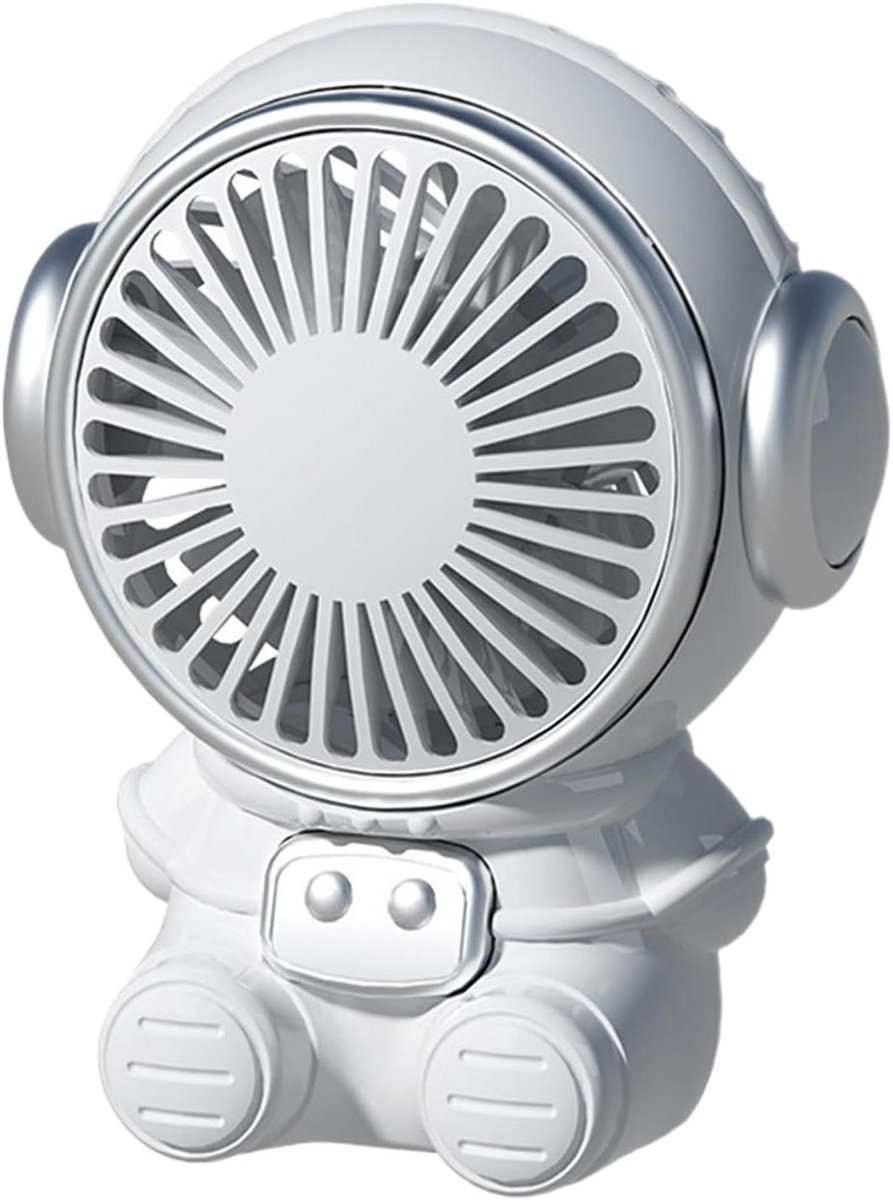 Bureauventilator Astronaut - Persoonlijke Ventilator - Verfrissing op Bureau - Stille Uitvoering - 9.5x7.4x11.5cm - Zilver